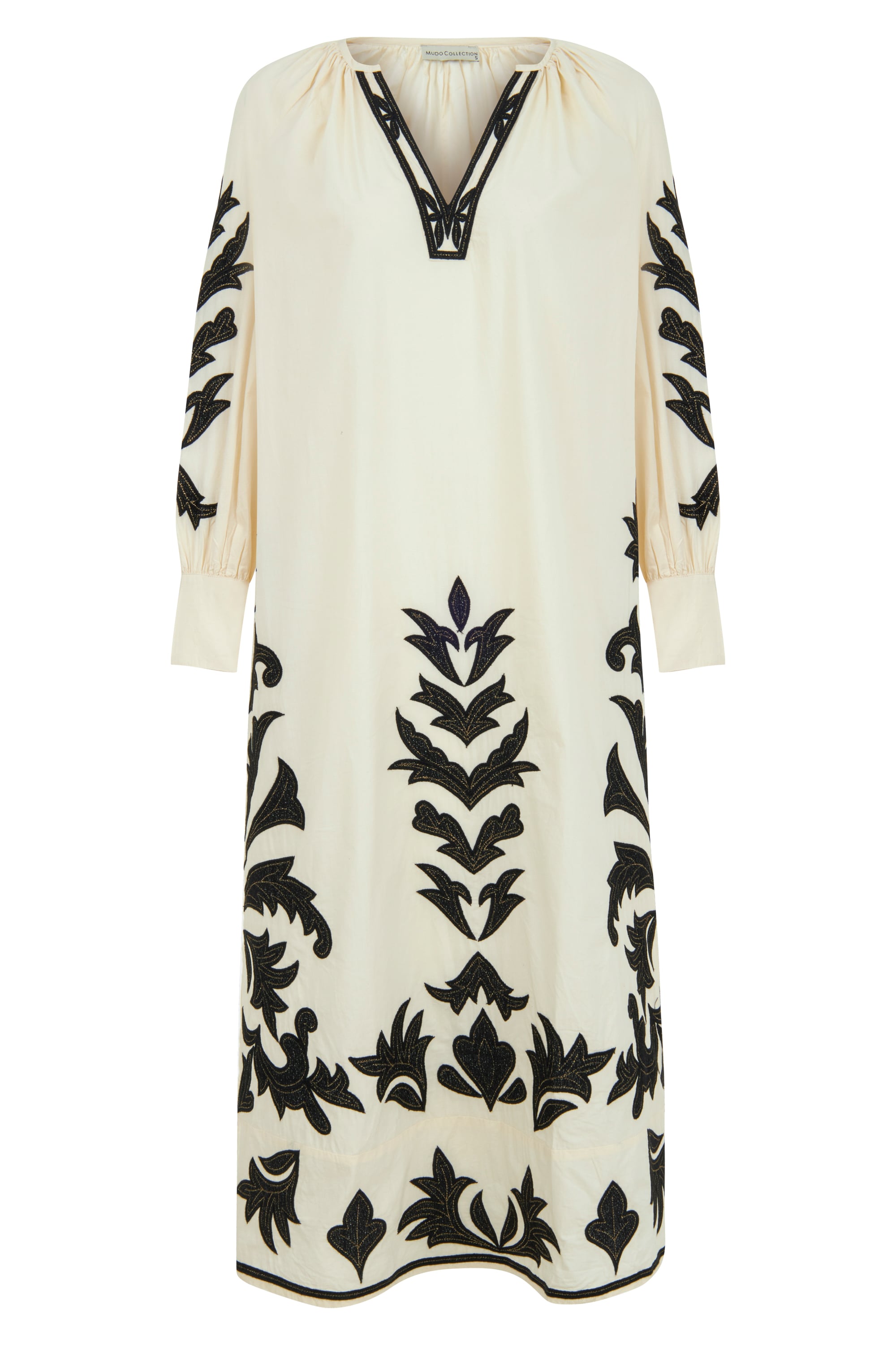 NAKIŞLI PAMUK UZUN ELBİSE