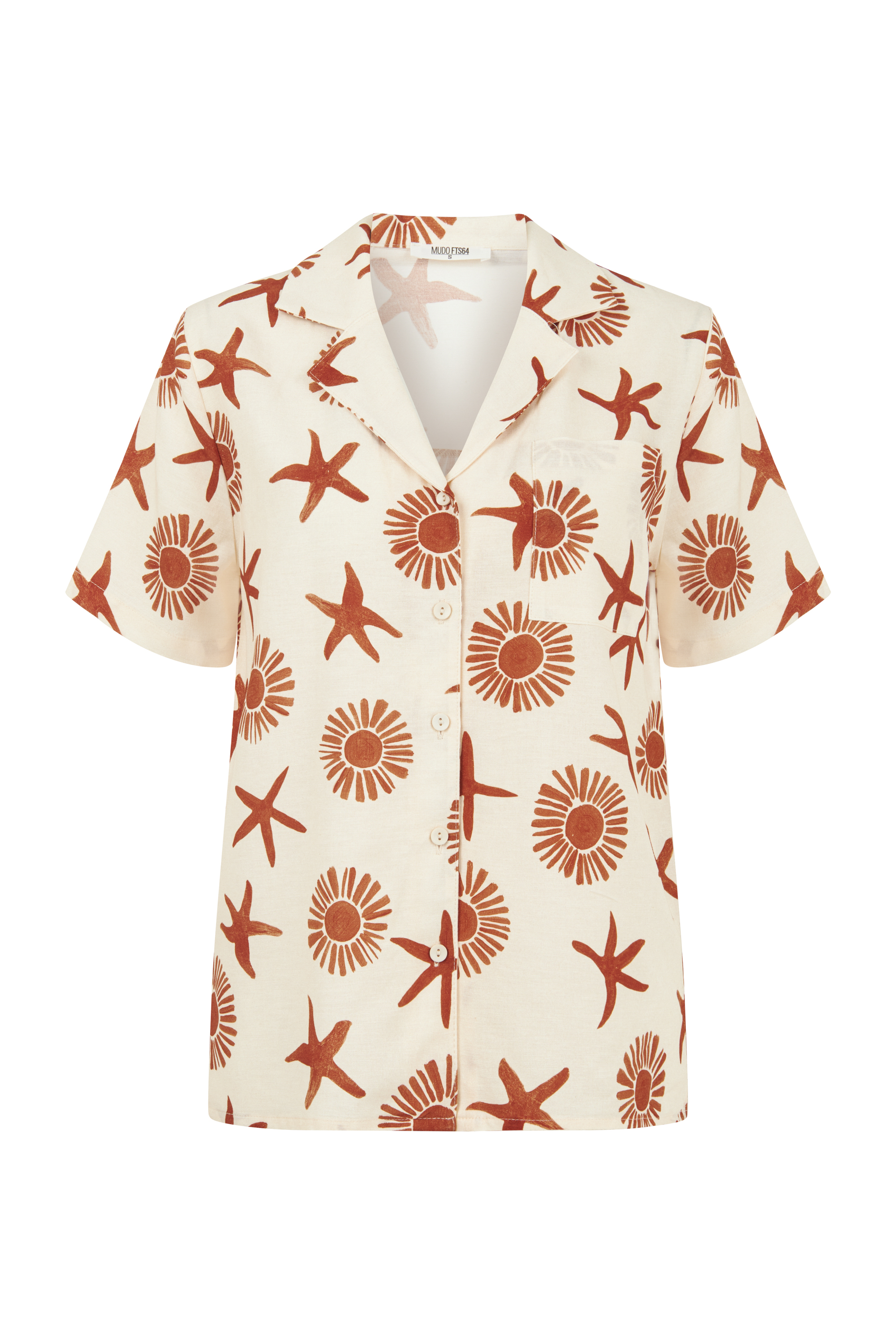 BASKILI KISA KOLLU CROP GÖMLEK