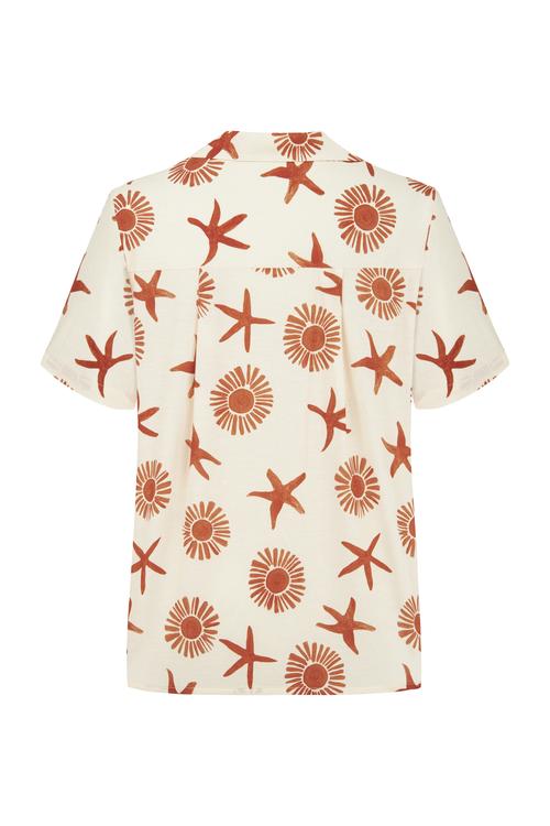  BASKILI KISA KOLLU CROP GÖMLEK