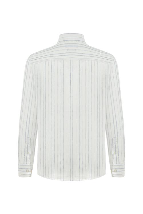  ÇİZGİLİ REGULAR FIT KETEN GÖMLEK