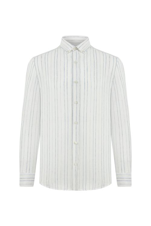  ÇİZGİLİ REGULAR FIT KETEN GÖMLEK