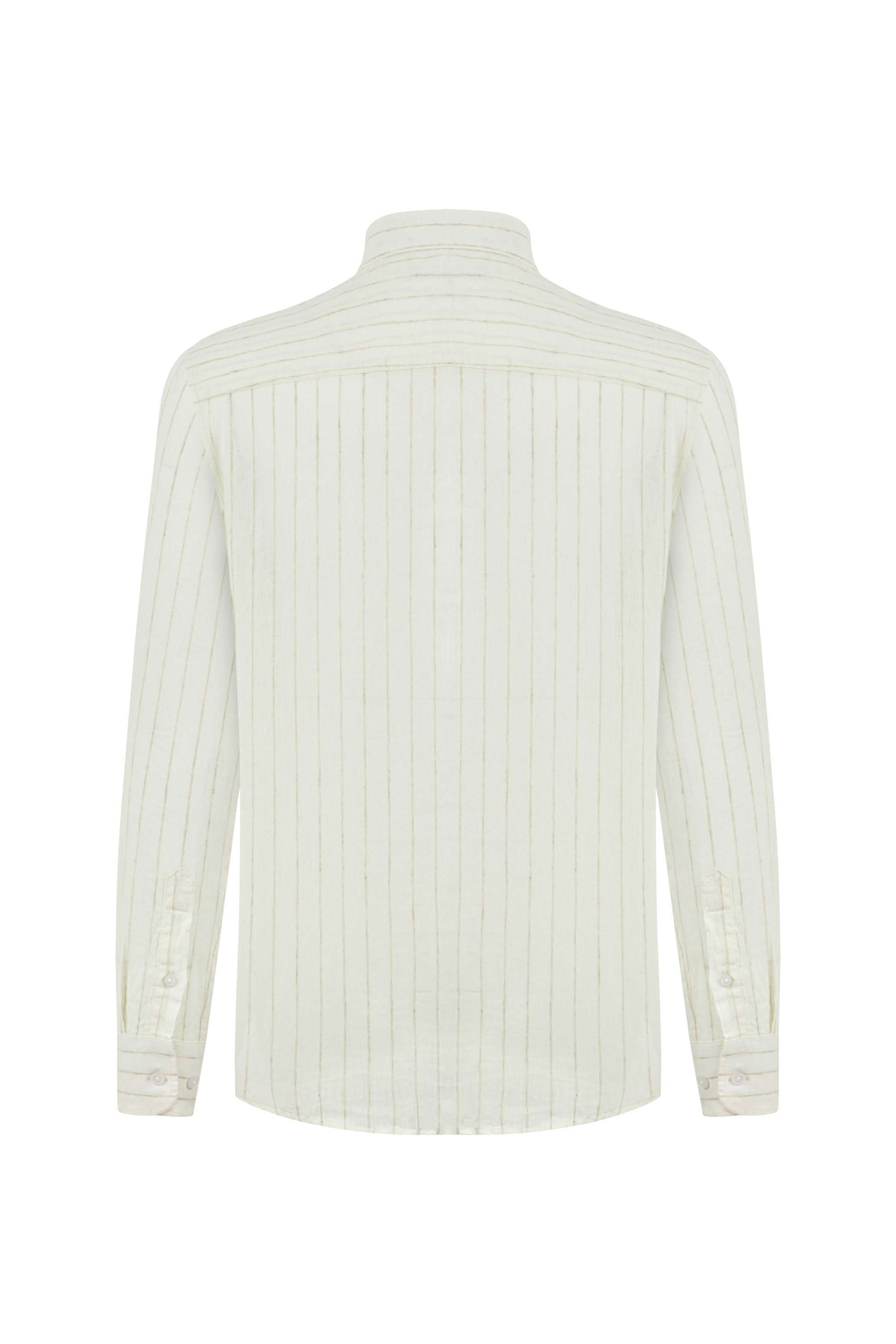 ÇİZGİLİ REGULAR FIT KETEN GÖMLEK