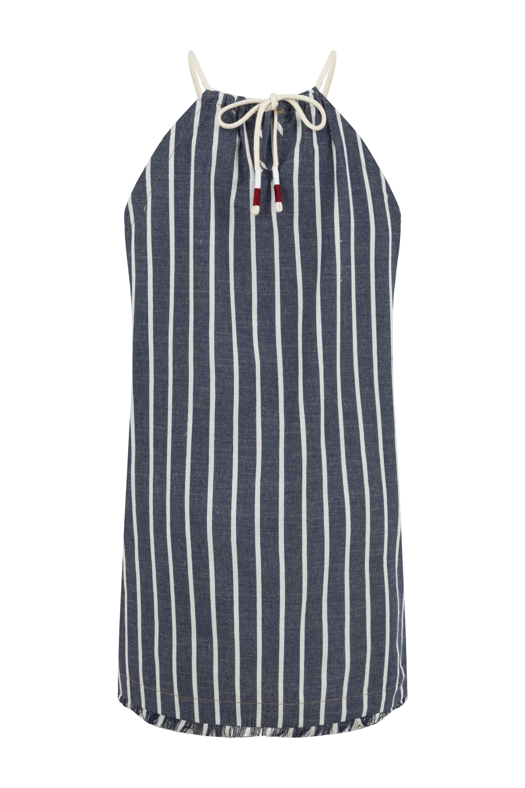 HALTER YAKA ÇİZGİLİ MİNİ ELBİSE