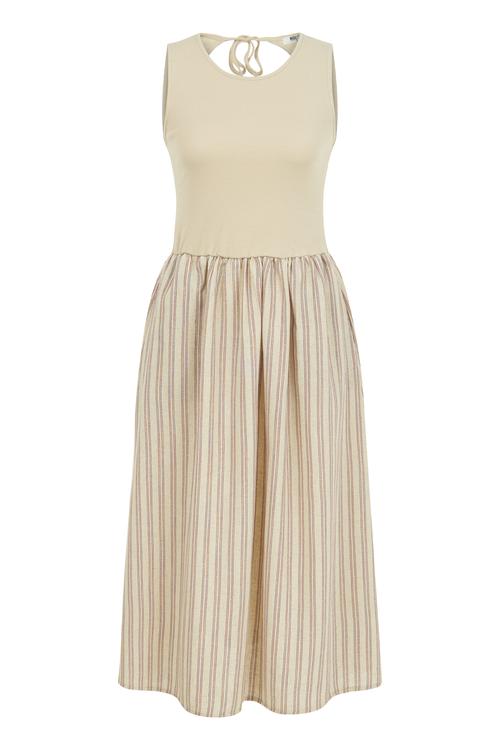  ÇİZGİLİ MİDİ ELBİSE