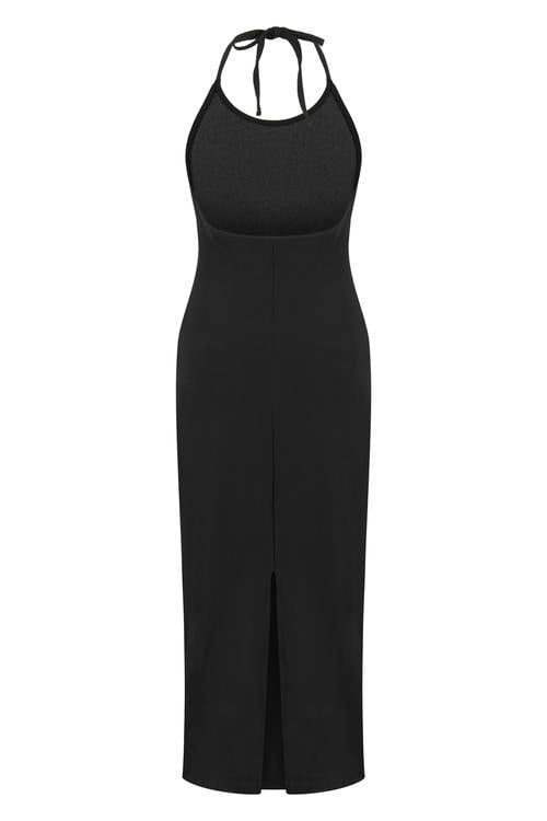  BOYUNDAN BAĞLAMALI MİDİ ELBİSE