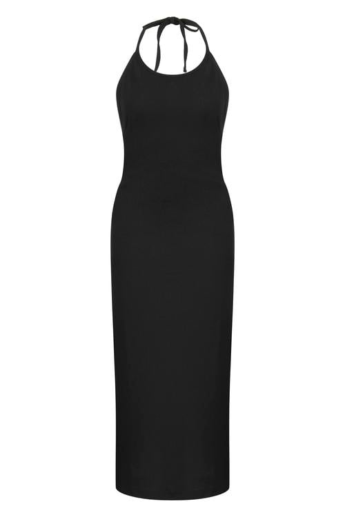  BOYUNDAN BAĞLAMALI MİDİ ELBİSE