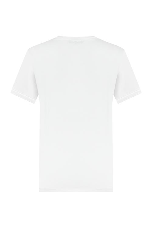  Erkek Beyaz Fermuarlı V Yaka Kısa Kollu T-Shirt