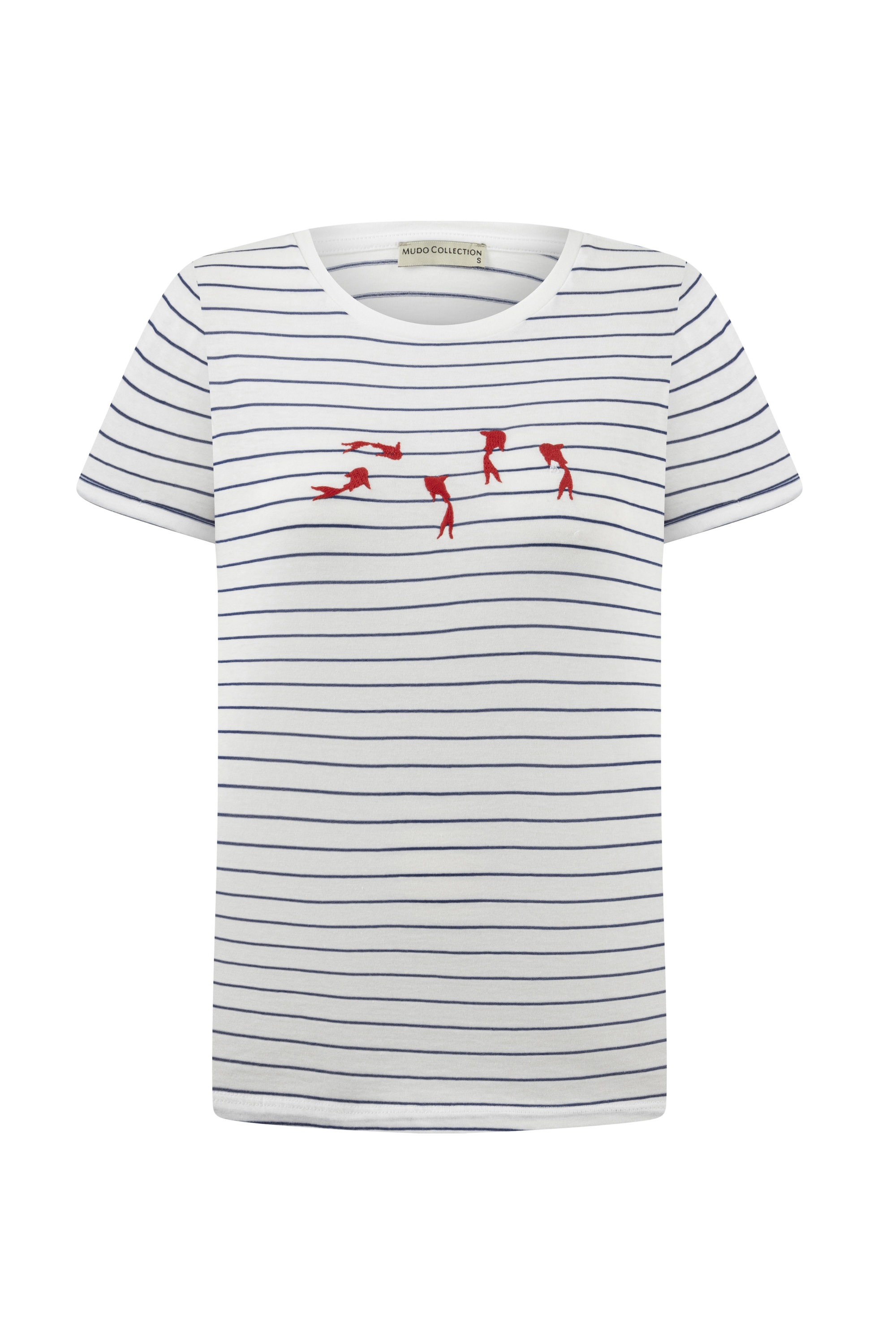 ÇİZGİLİ BİSİKLET YAKA KISA KOLLU T-SHIRT