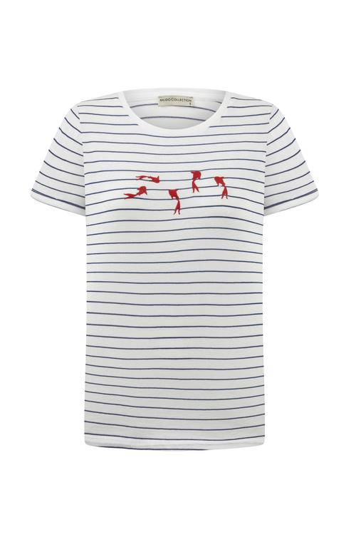  ÇİZGİLİ BİSİKLET YAKA KISA KOLLU T-SHIRT