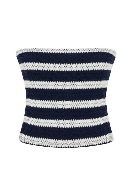  ÇİZGİLİ STRAPLEZ CROP BLUZ