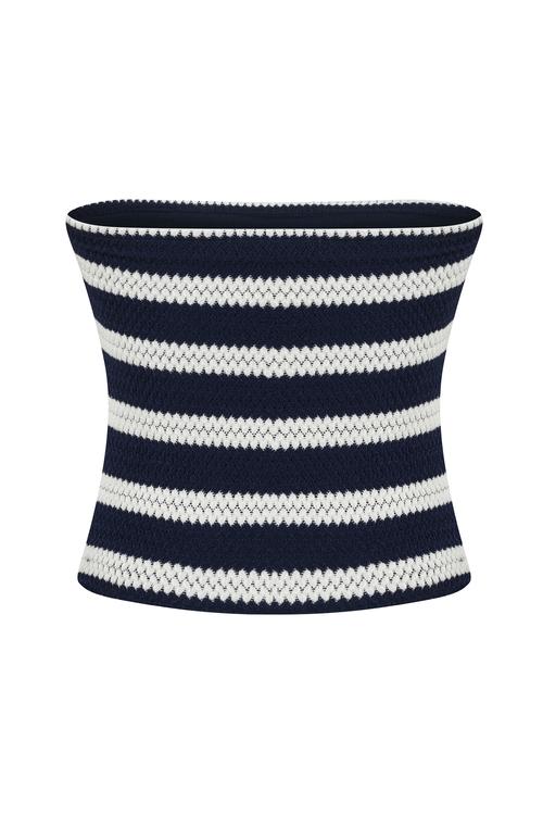  ÇİZGİLİ STRAPLEZ CROP BLUZ