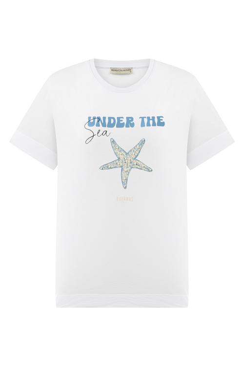  BASKILI BİSİKLET YAKA T-SHIRT