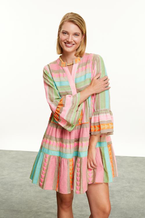  ETNİK BASKILI NAKIŞLI MİNİ ELBİSE