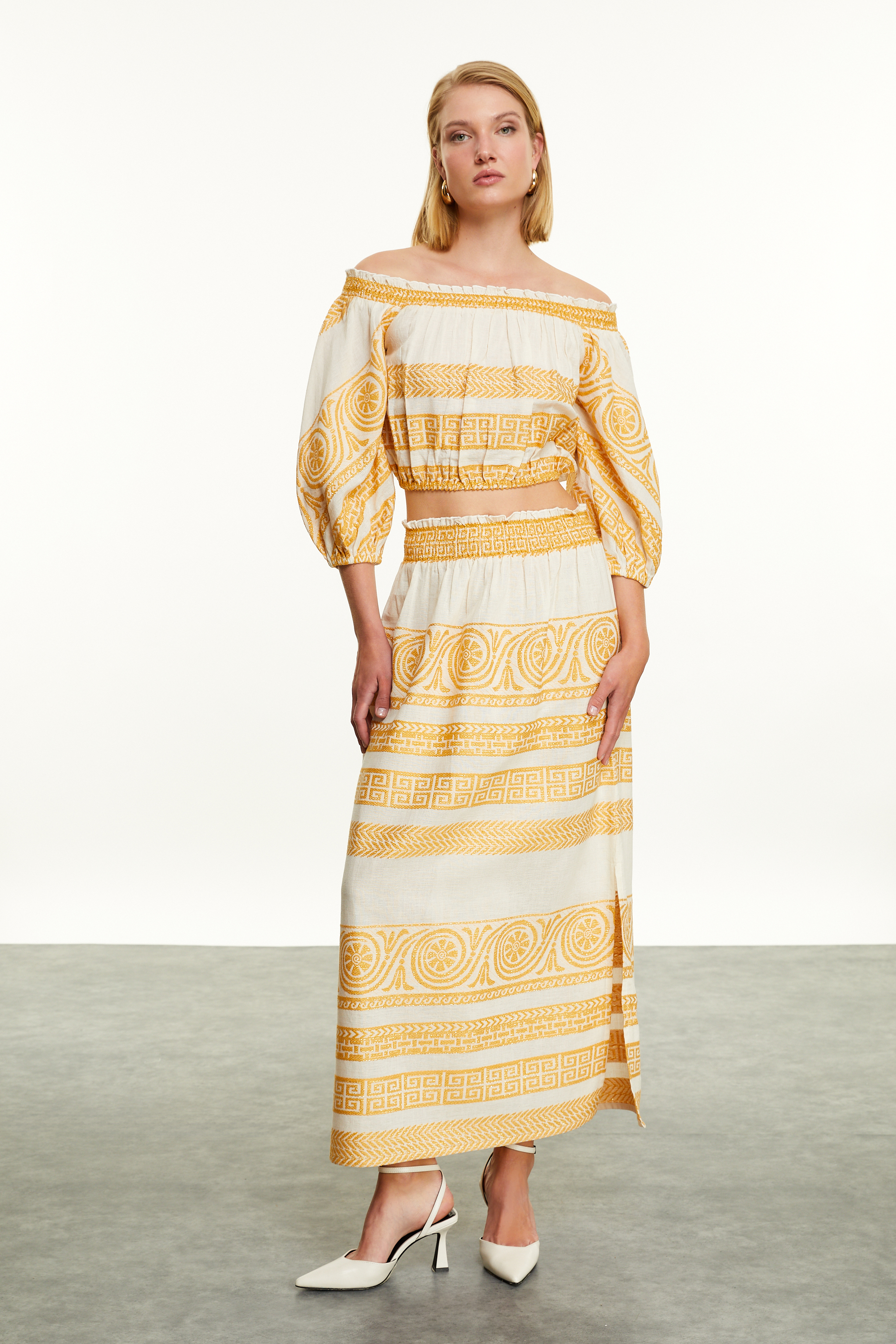 ETNİK NAKIŞLI MİDİ ETEK