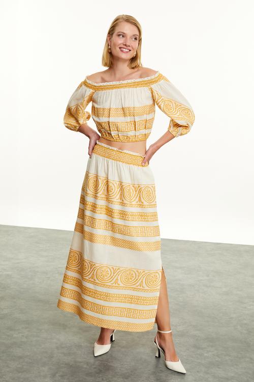  ETNİK NAKIŞLI MİDİ ETEK