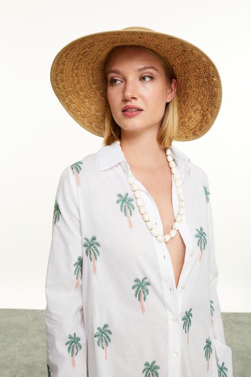  ETNİK NAKIŞLI MİDİ GÖMLEK ELBİSE