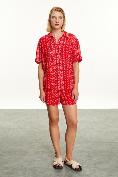  ETNİK BASKILI SMART GÖMLEK