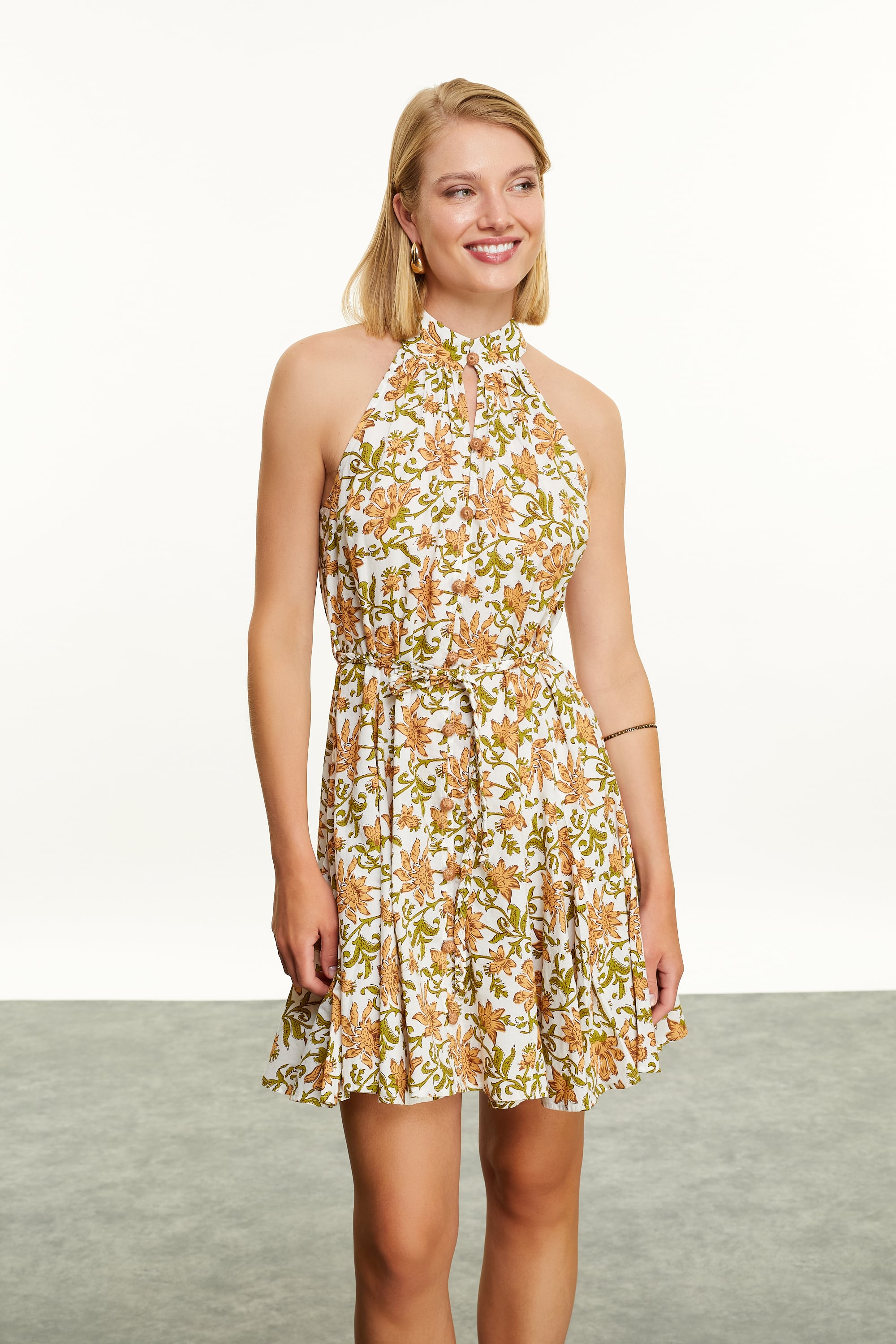 ETNİK BASKILI MİNİ ELBİSE