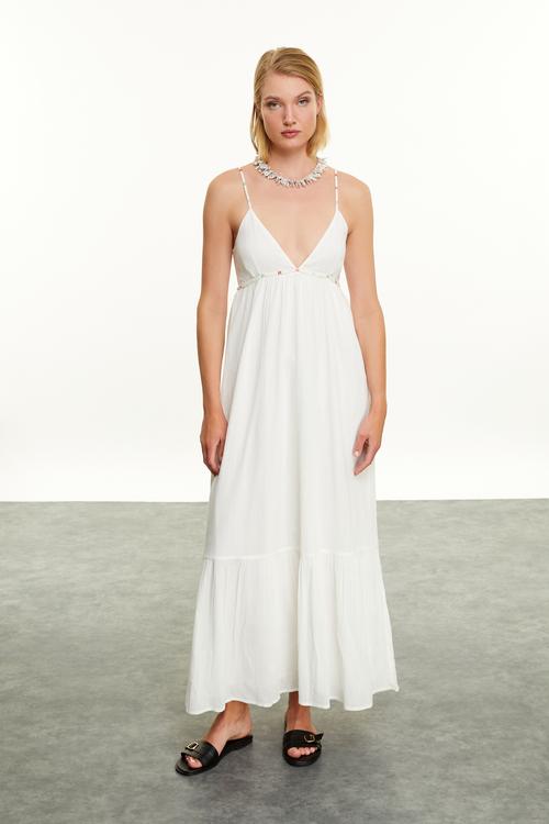  ASKILI PAMUK UZUN ELBİSE