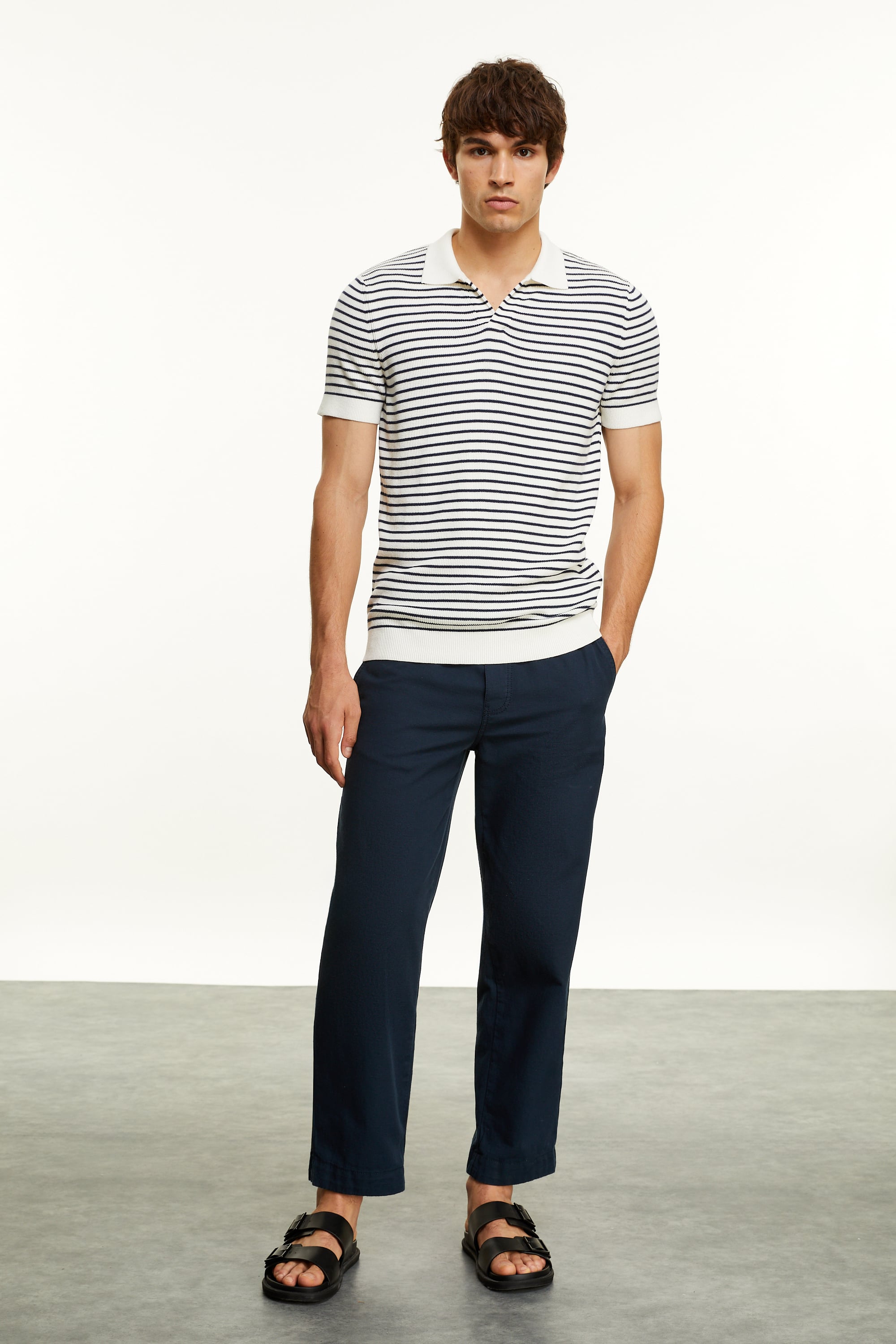 ÇİZGİLİ POLO YAKA KISA KOLLU TRİKO