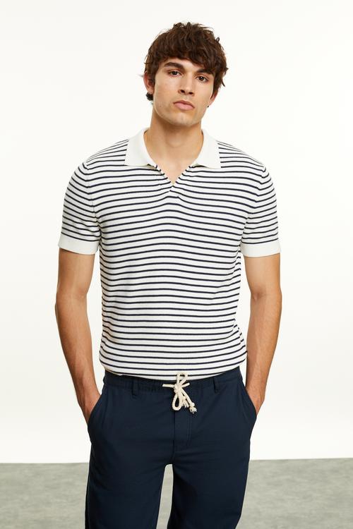  ÇİZGİLİ POLO YAKA KISA KOLLU TRİKO