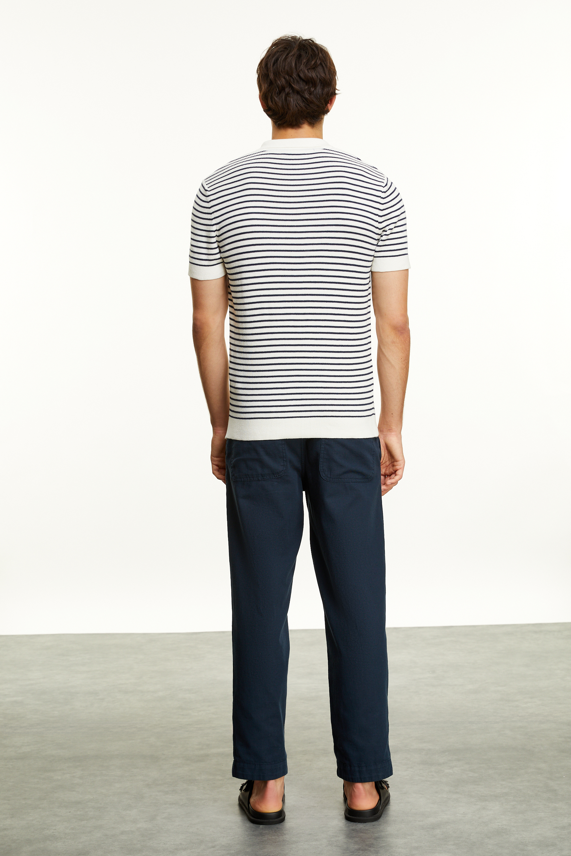 ÇİZGİLİ POLO YAKA KISA KOLLU TRİKO