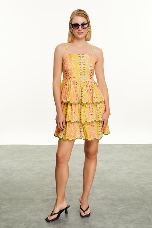  HALTER YAKA DOKULU MİNİ ELBİSE