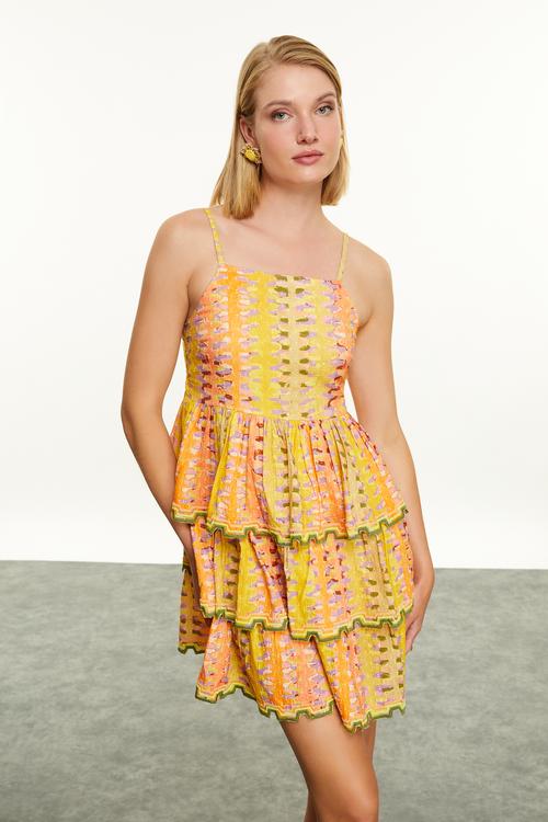  HALTER YAKA DOKULU MİNİ ELBİSE