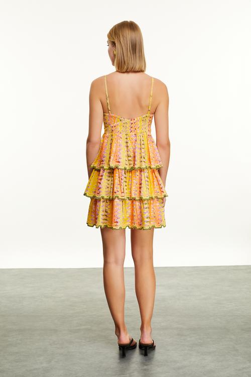  HALTER YAKA DOKULU MİNİ ELBİSE