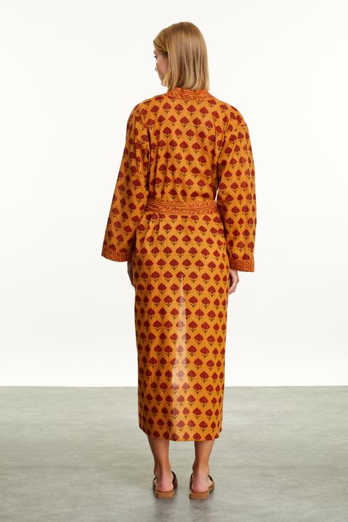  ETNİK BASKILI UZUN KOLLU KİMONO