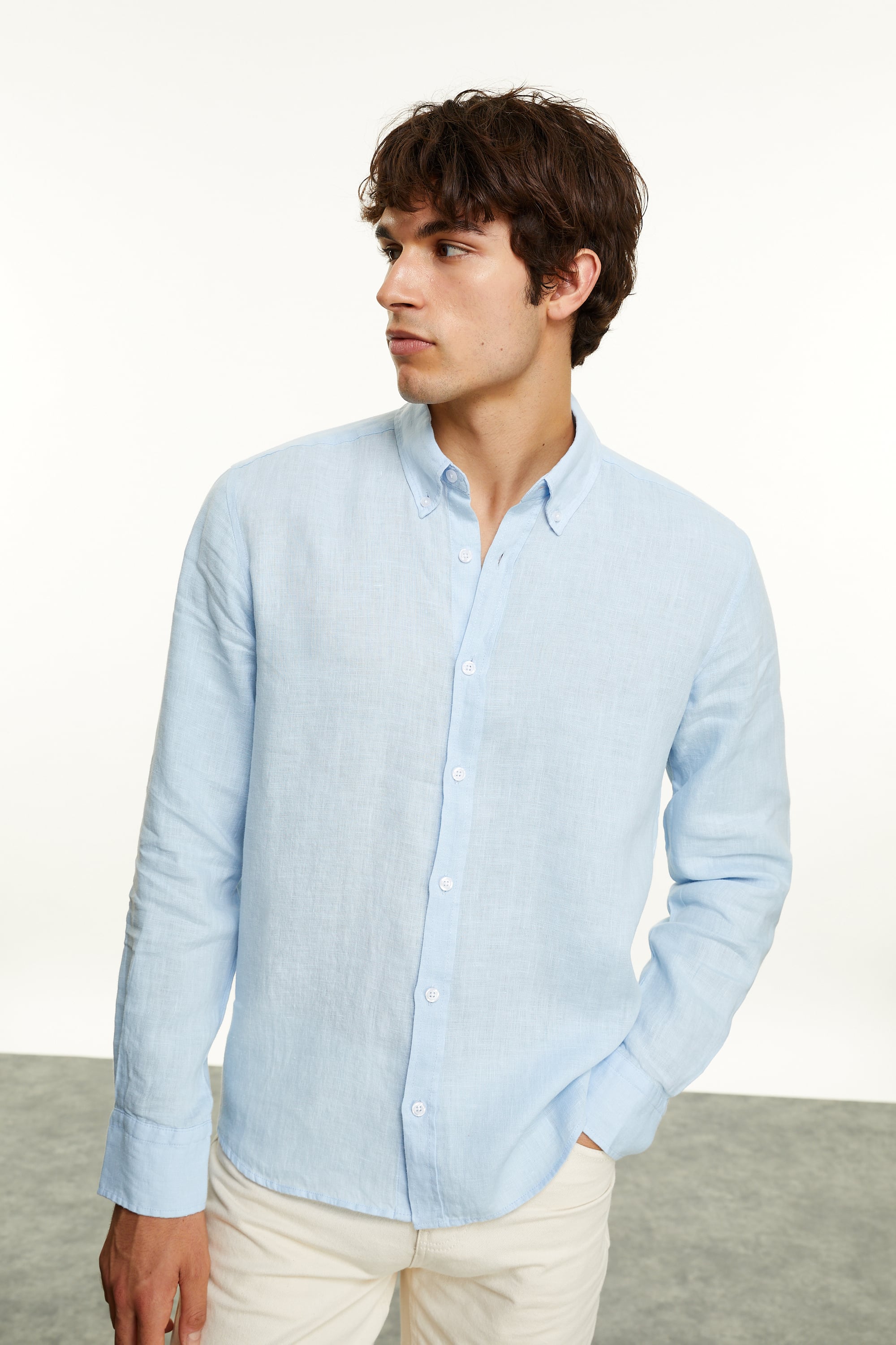 SLIM FIT KETEN GÖMLEK