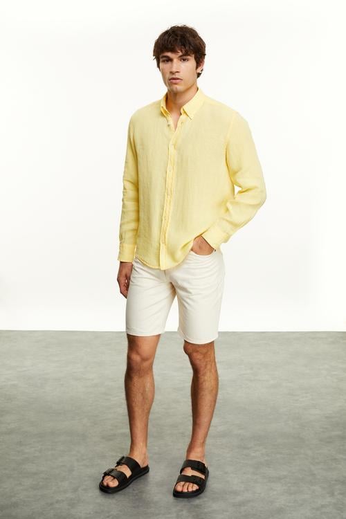  SLIM FIT KETEN GÖMLEK