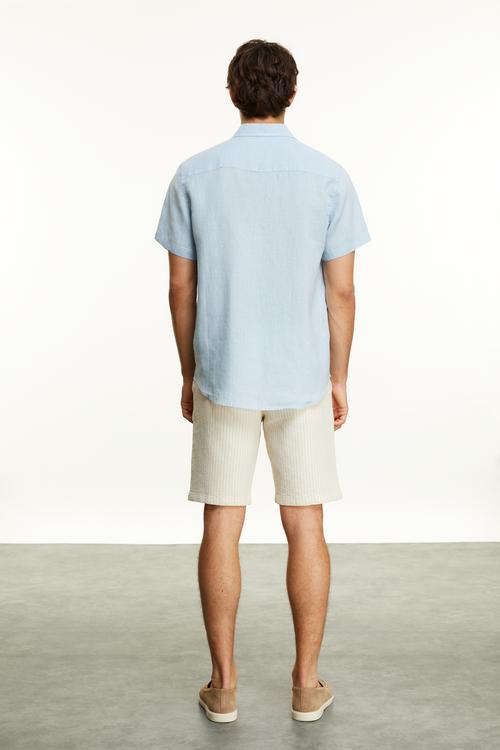  KISA KOLLU REGULAR FIT KETEN GÖMLEK