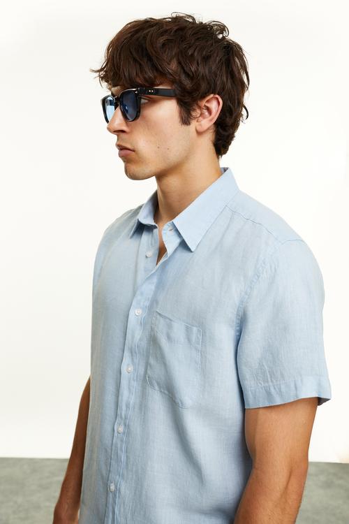  KISA KOLLU REGULAR FIT KETEN GÖMLEK