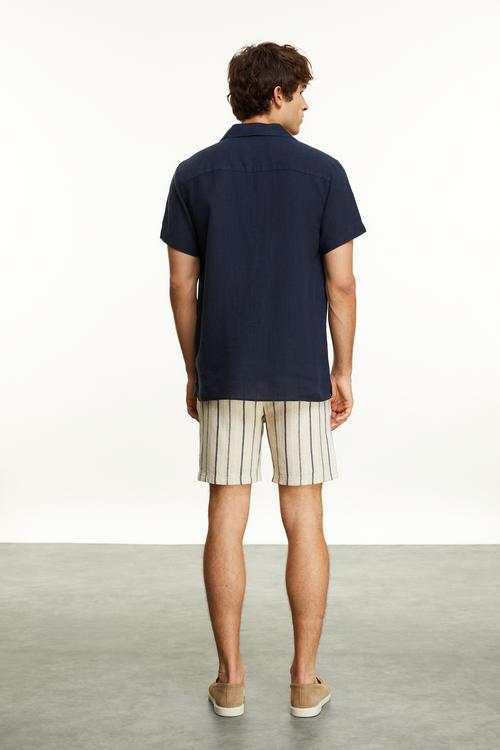  KISA KOLLU REGULAR FIT KETEN GÖMLEK