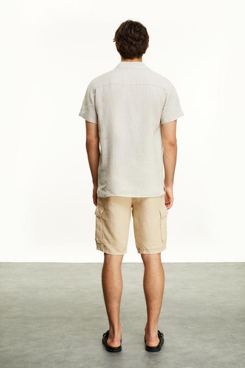  KISA KOLLU REGULAR FIT KETEN GÖMLEK