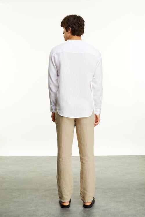  HAKİM YAKA REGULAR FIT KETEN GÖMLEK