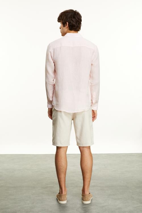  REGULAR FIT CEPLİ KETEN GÖMLEK