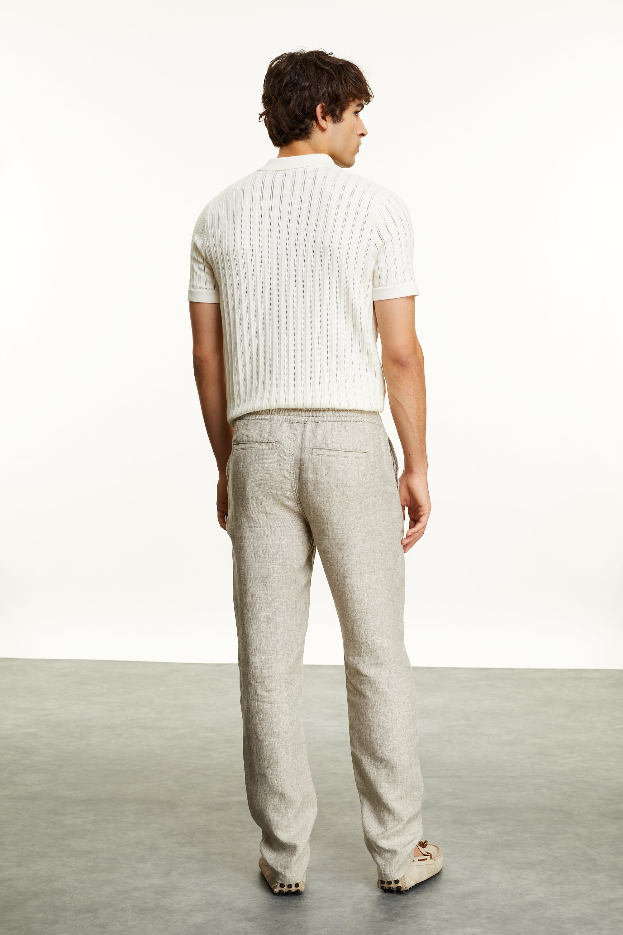 BAĞLAMALI STRAIGHT FIT KETEN PANTOLON