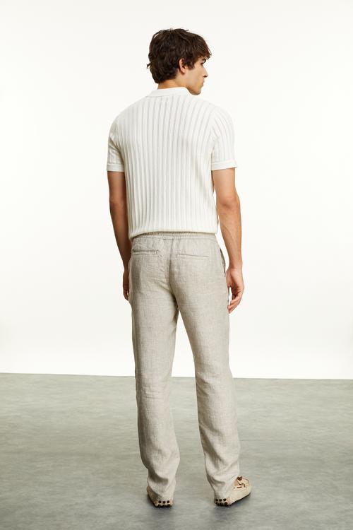  BAĞLAMALI STRAIGHT FIT KETEN PANTOLON