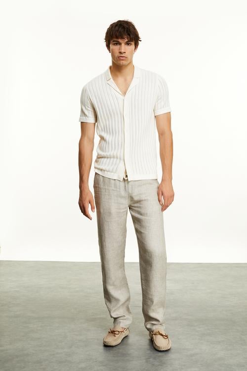  BAĞLAMALI STRAIGHT FIT KETEN PANTOLON