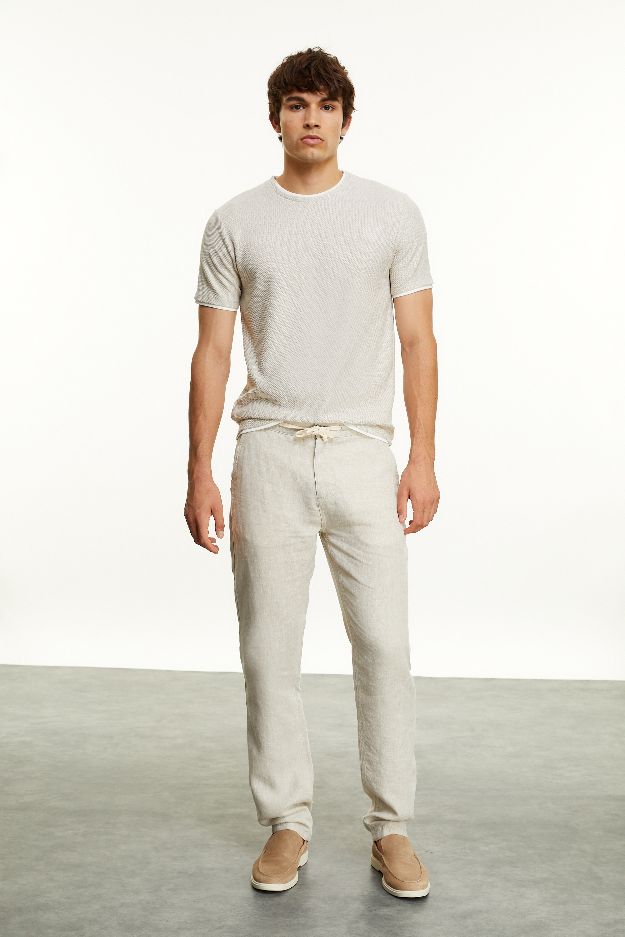 BAĞLAMALI STRAIGHT FIT KETEN PANTOLON