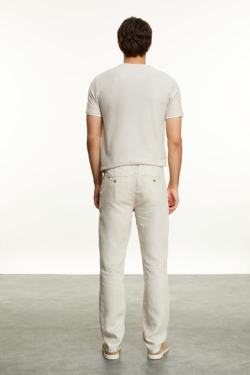  BAĞLAMALI STRAIGHT FIT KETEN PANTOLON