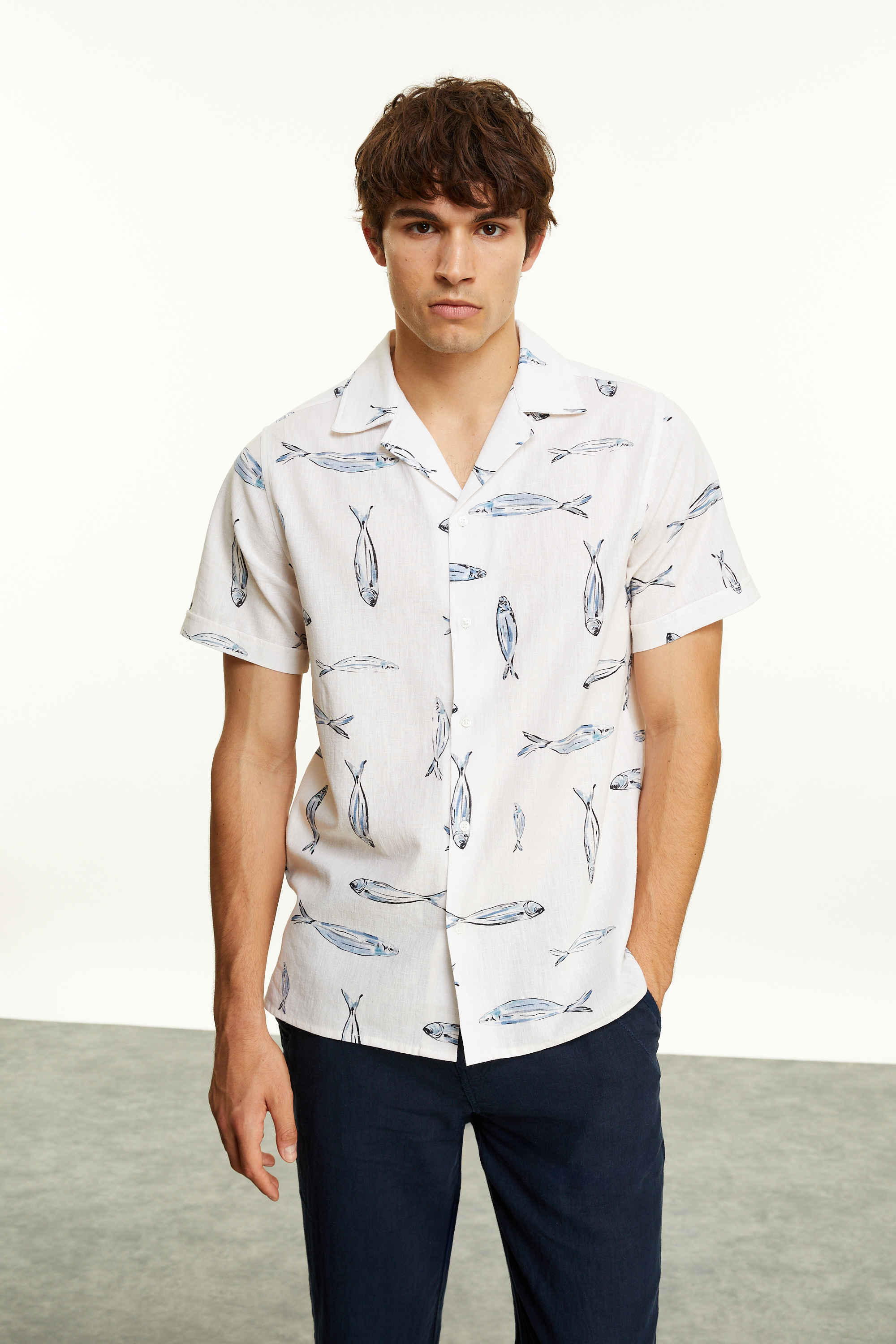 BASKILI REGULAR FIT GÖMLEK