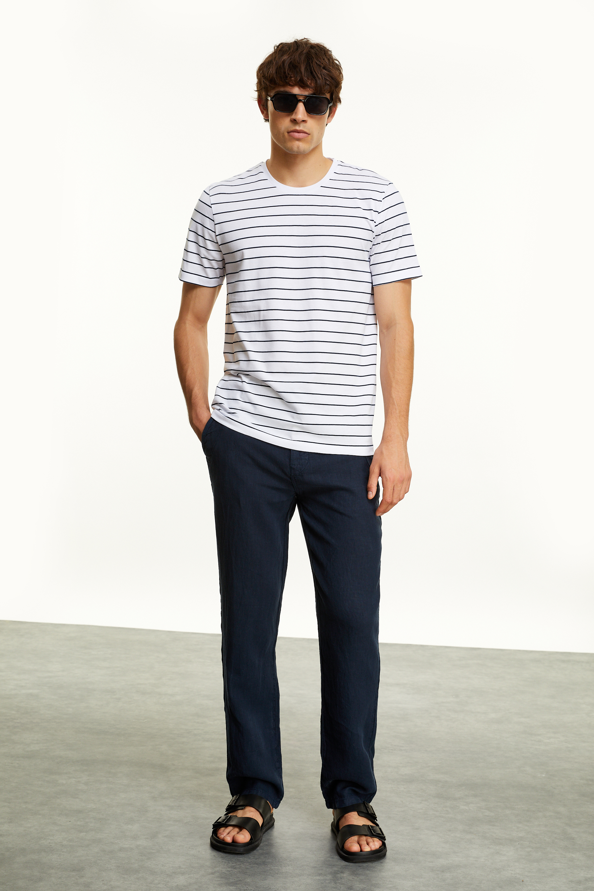 ÇİZGİLİ BİSİKLET YAKA T-SHIRT