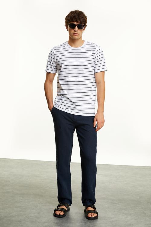  ÇİZGİLİ BİSİKLET YAKA T-SHIRT