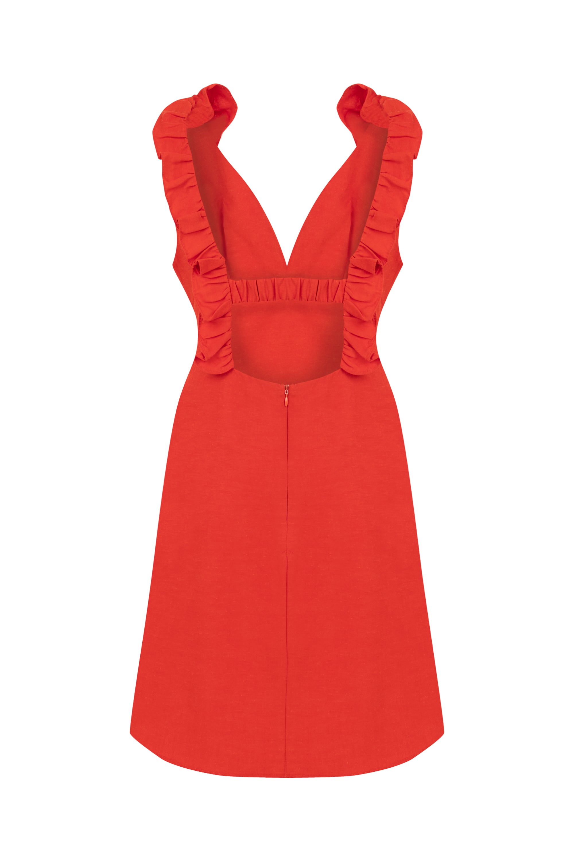 KOLSUZ KETEN MİNİ ELBİSE