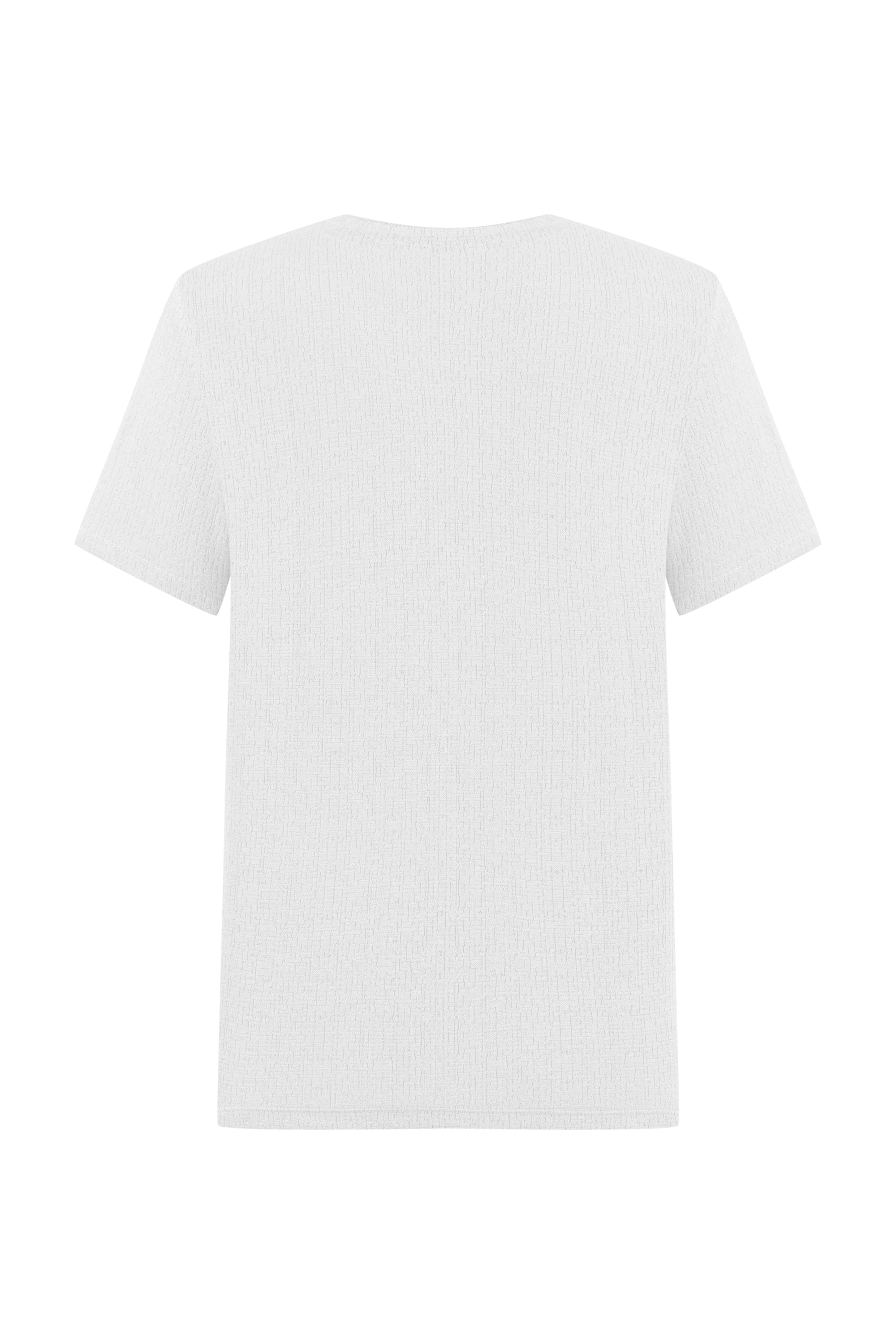 DOKULU BİSİKLET YAKA T-SHIRT