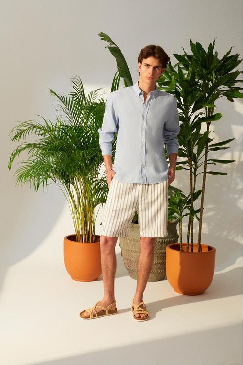  SLIM FIT KETEN GÖMLEK