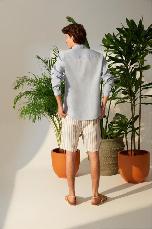  SLIM FIT KETEN GÖMLEK